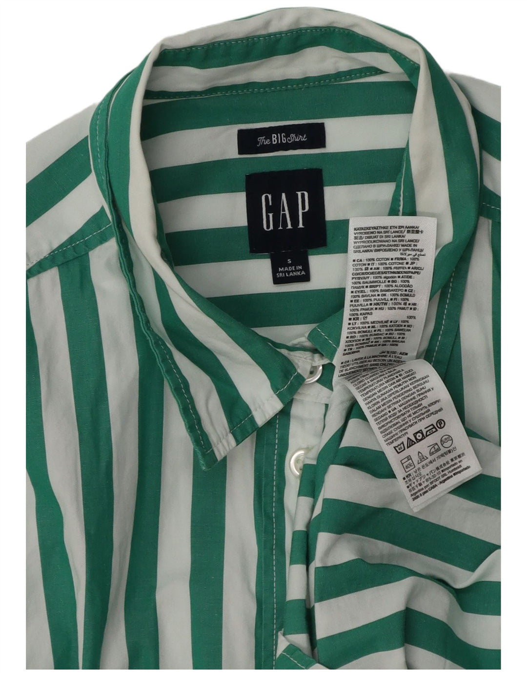 Gap Womens Big Shirt UK 10 Small Green Striped Cotton
