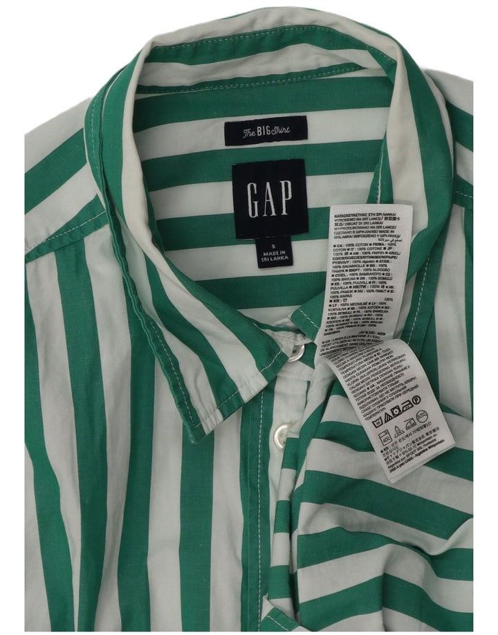 Gap Womens Big Shirt UK 10 Small Green Striped Cotton