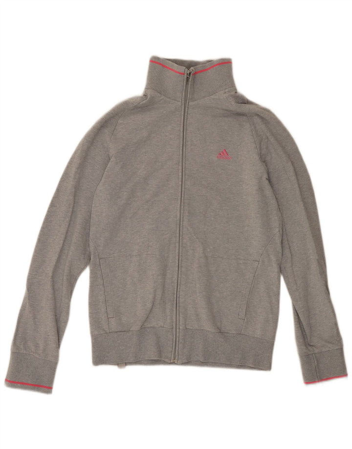 Adidas Womens Tracksuit Top Jacket UK 10 Small Grey Cotton