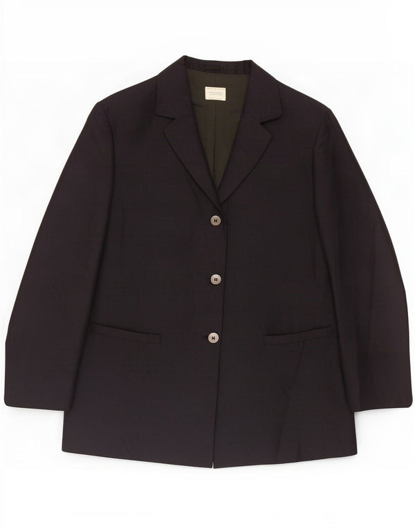 Benetton Womens 3 Button Blazer Jacket IT 42 Medium Black Viscose