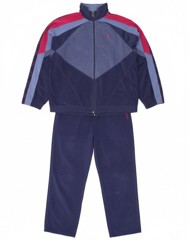 Diadora Mens Full Tracksuit UK 48 2XL Navy Blue Colourblock Polyester