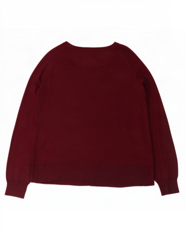 Zara Womens Boat Neck Jumper Sweater UK 14 Medium Burgundy Viscose