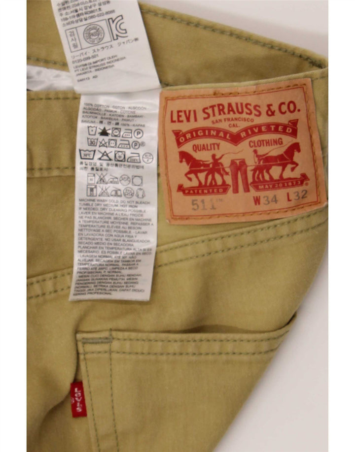 Levi's Mens 511 Slim Jeans W34 L32 Khaki Cotton