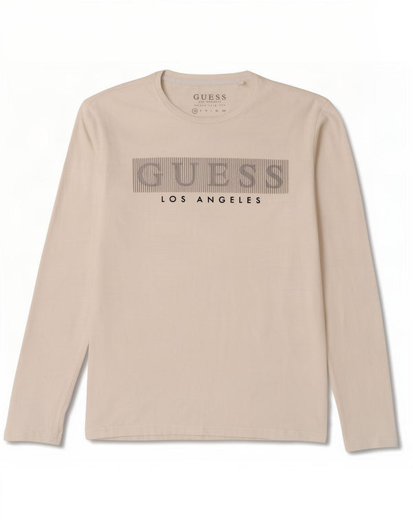 Guess Mens Graphic Top Long Sleeve UK 32 XS White Cotton