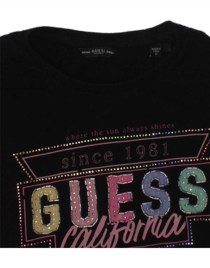 GUESS Girls Graphic T-Shirt Top 11-12 Years Black | Vintage Guess | Thrift | Second-Hand Guess | Used Clothing | Messina Hembry 