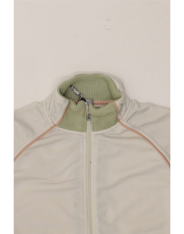 ASICS Womens Tracksuit Top Jacket UK 10 Small White Colourblock Polyester Vintage Asics and Second-Hand Asics from Messina Hembry 