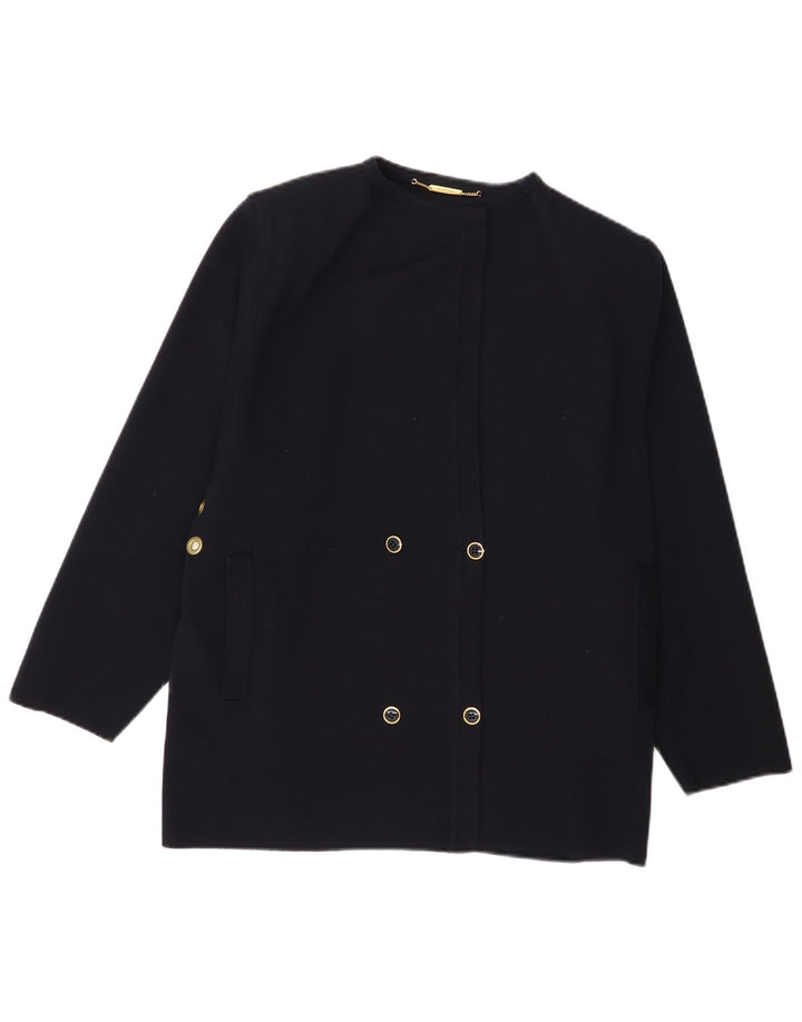 STIZZOLI Womens Double Breasted Cardigan Sweater UK 14 Medium Navy Blue