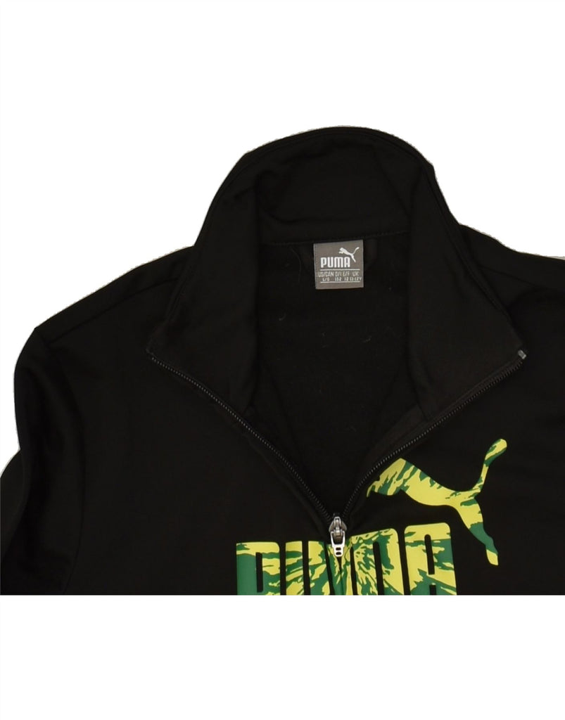 PUMA Boys Graphic Tracksuit Top Jacket 11-12 Years  Black Colourblock | Vintage Puma | Thrift | Second-Hand Puma | Used Clothing | Messina Hembry 