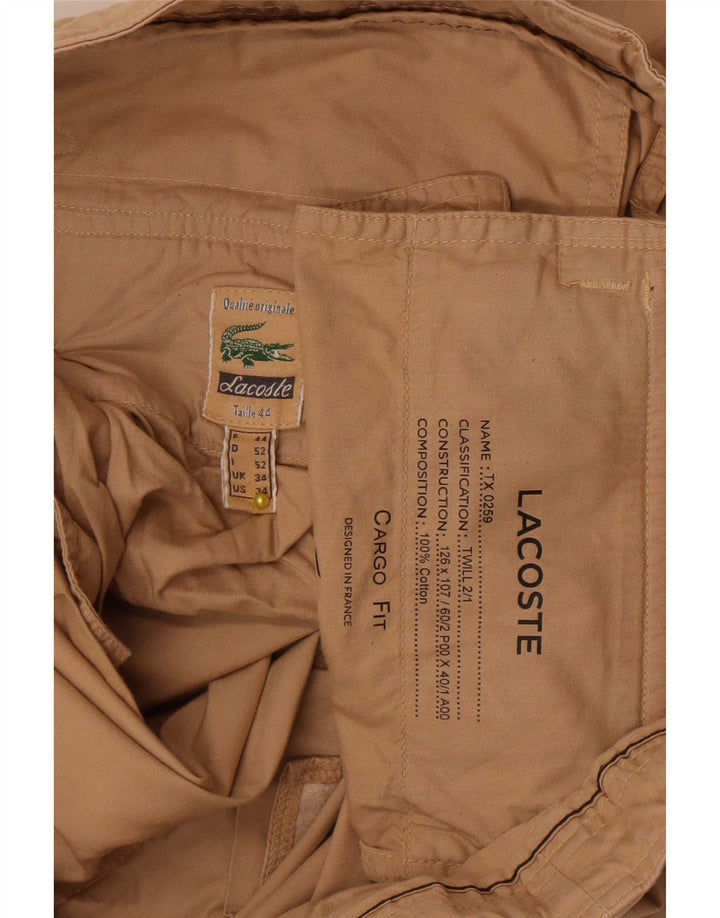 Lacoste Mens Cargo Shorts Size 44 Large W34  Beige Cotton