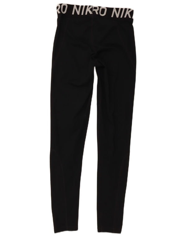Nike Womens Dri Fit Graphic Leggings UK 12 Medium Black Polyester