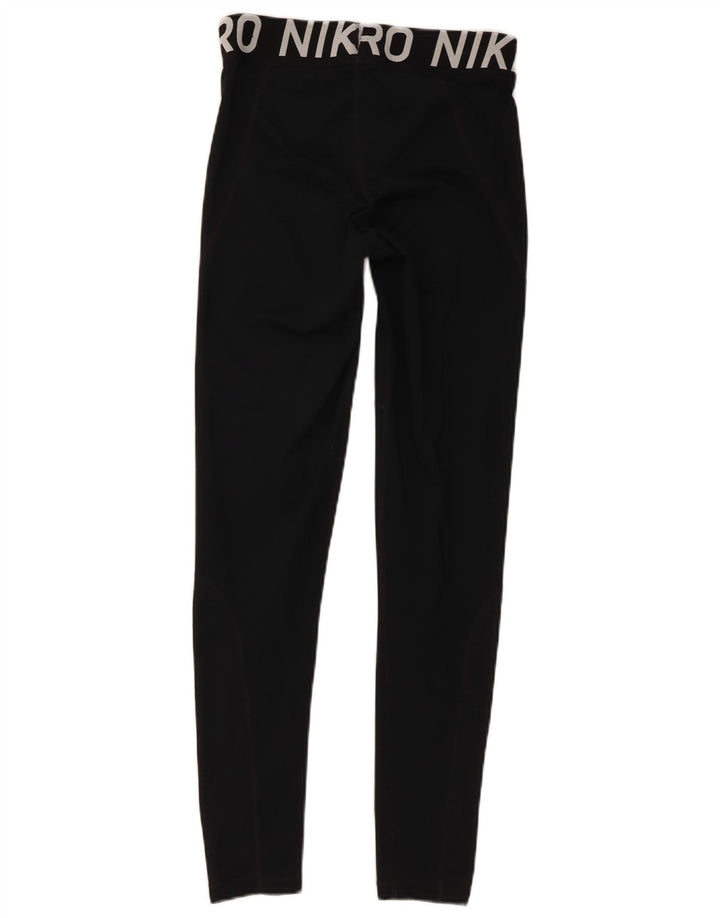 Nike Womens Dri Fit Graphic Leggings UK 12 Medium Black Polyester