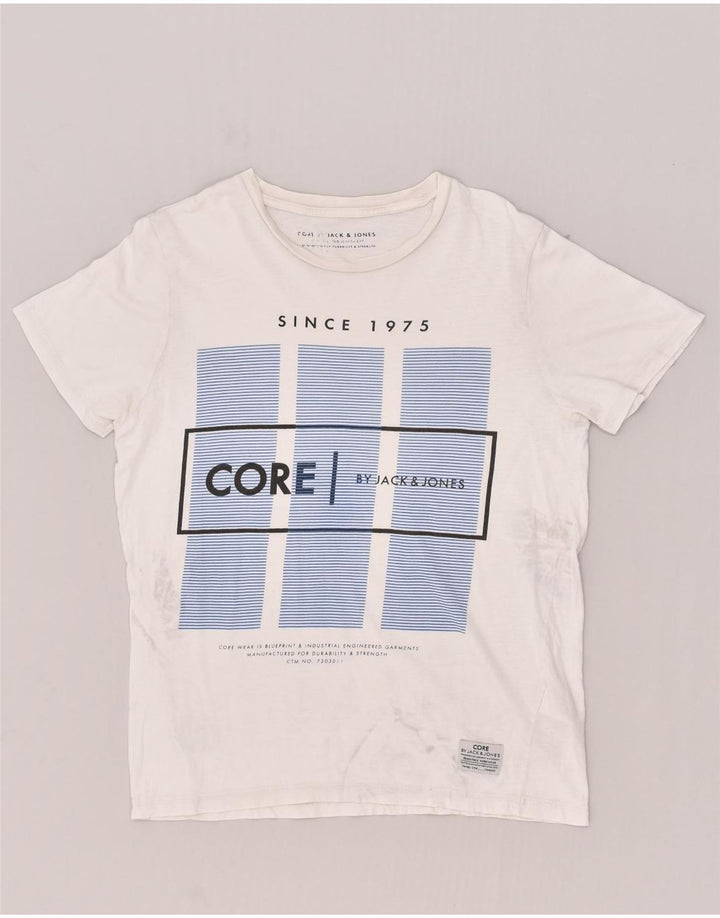 JACK & JONES Mens Graphic T-Shirt Top Medium White Cotton | Vintage Jack & Jones | Thrift | Second-Hand Jack & Jones | Used Clothing | Messina Hembry 