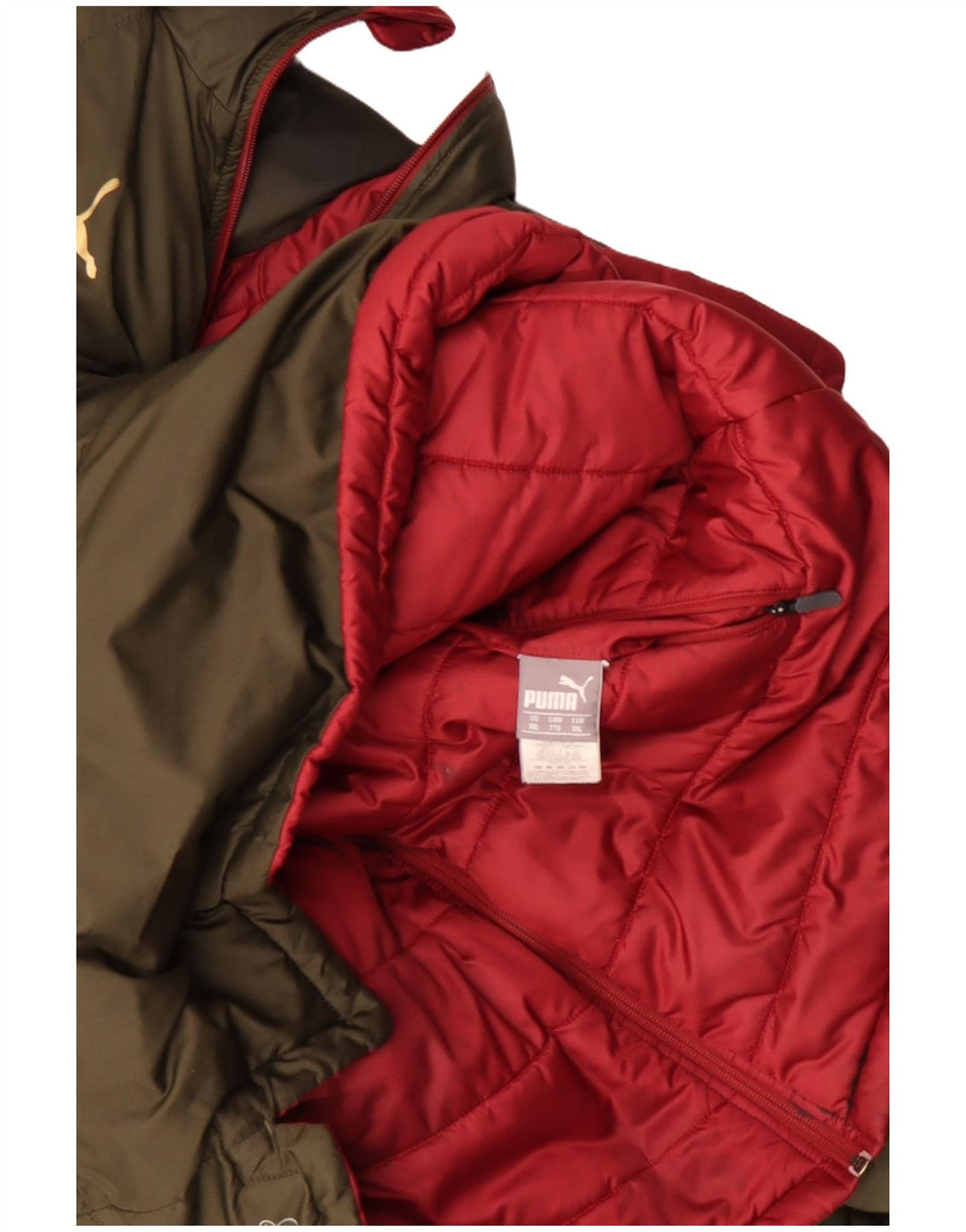 Puma Mens Arsenal Hooded Reversible Padded Jacket UK 44 2XL Red Polyester