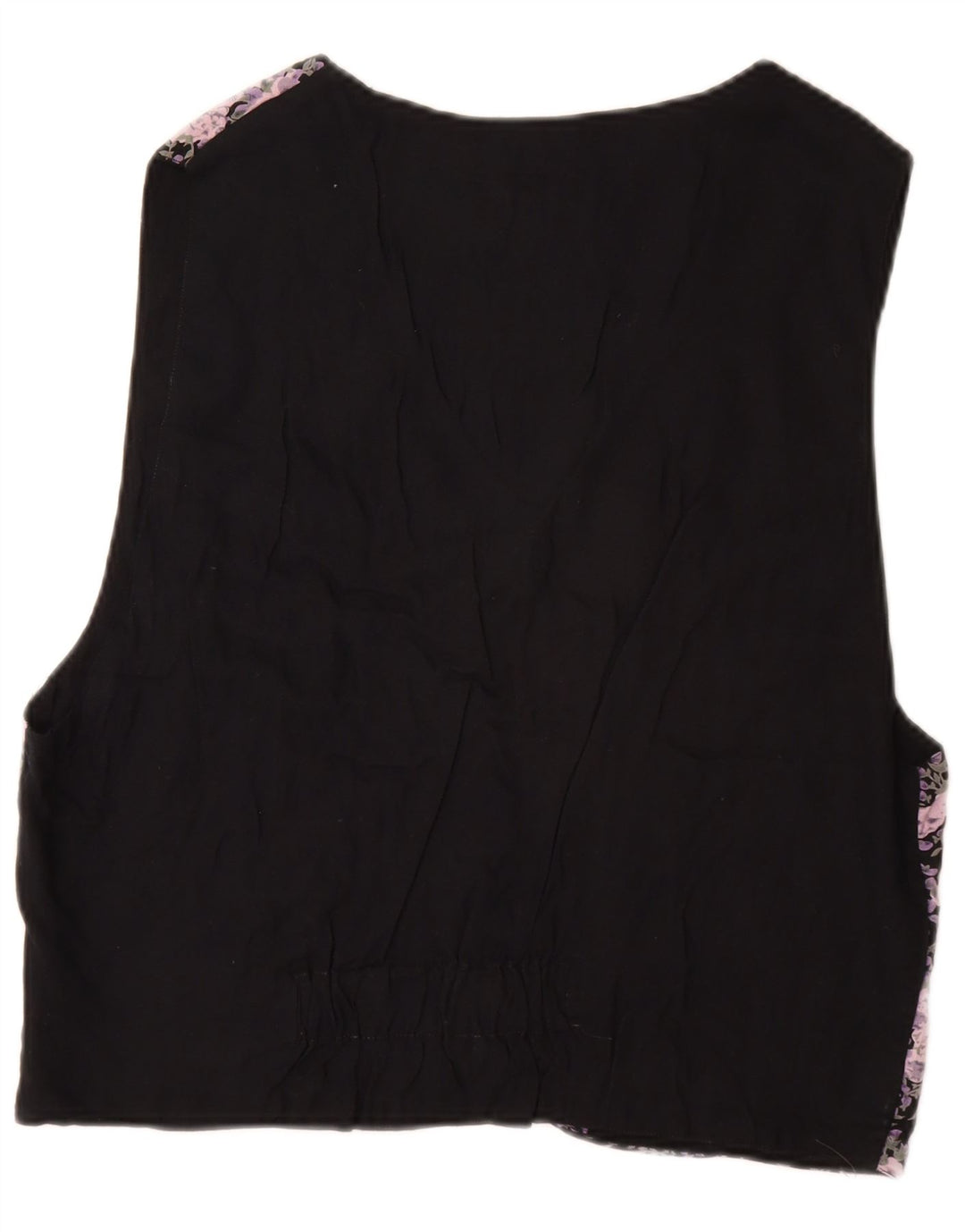 VINTAGE Mens Waistcoat IT 52/54 Large Black Floral Viscose