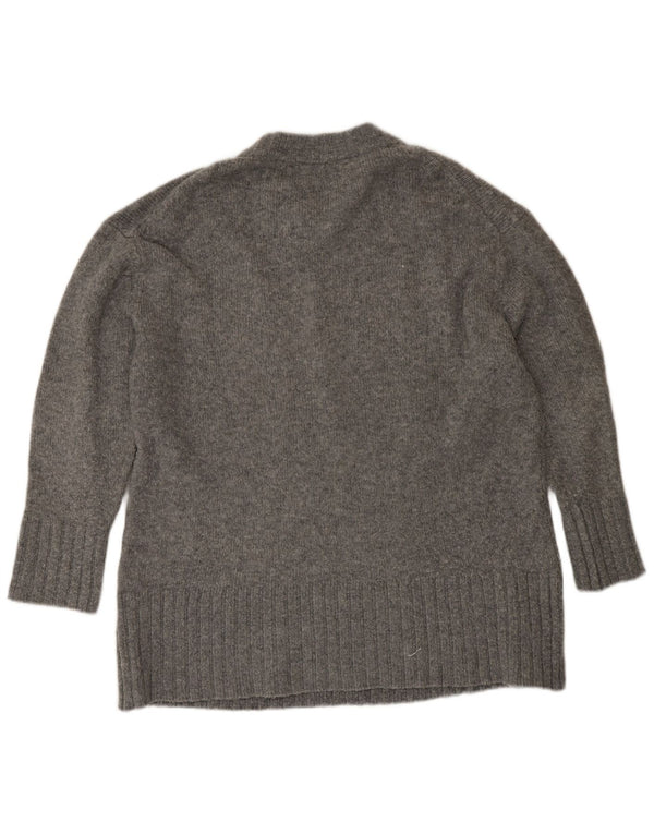 Zara Womens Oversized Crew Neck Jumper Sweater UK 14 Medium Grey Acrylic
