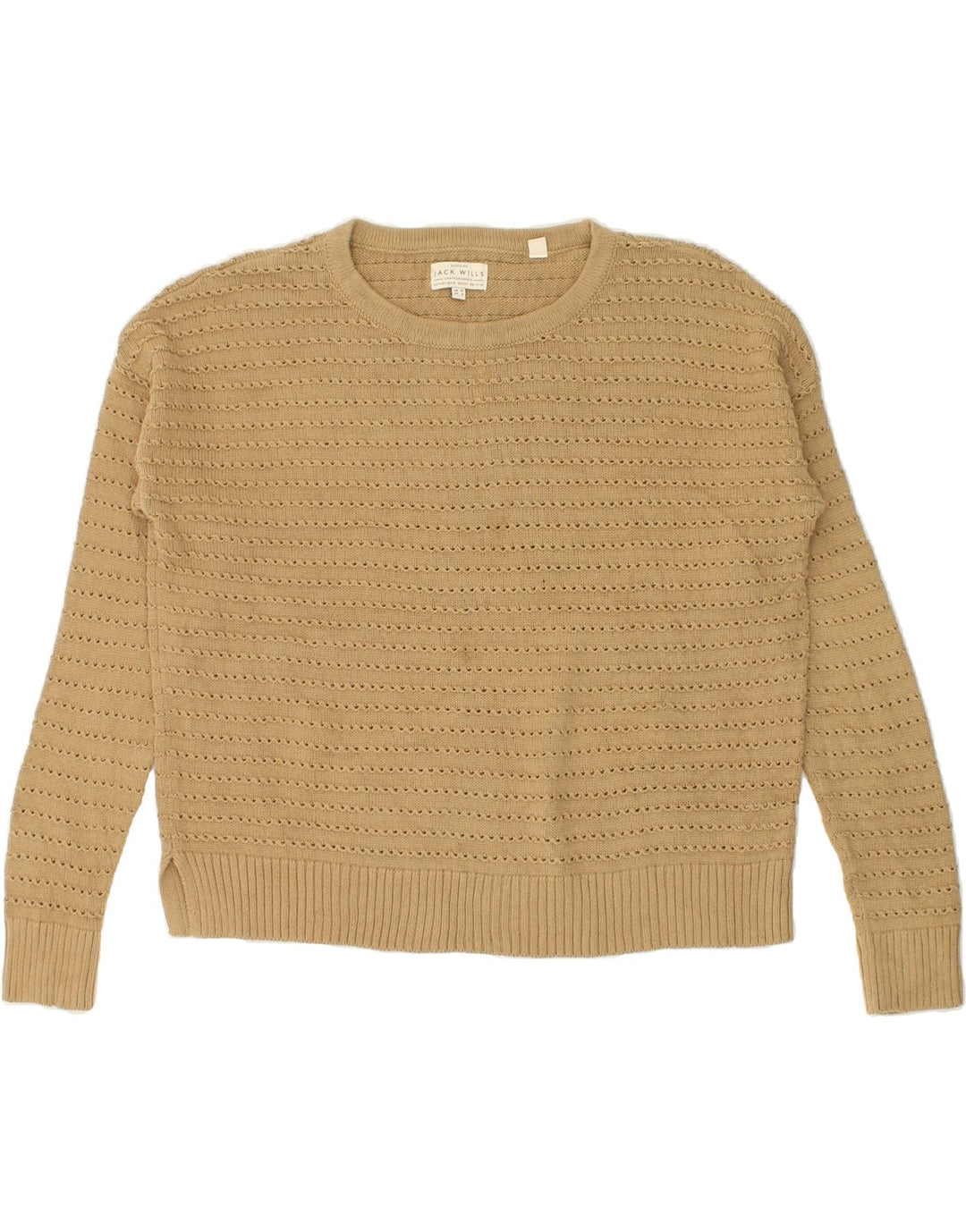 JACK WILLS Womens Oversized Boat Neck Jumper Sweater UK 10 Small Brown Vintage Jack Wills and Second-Hand Jack Wills from Messina Hembry 