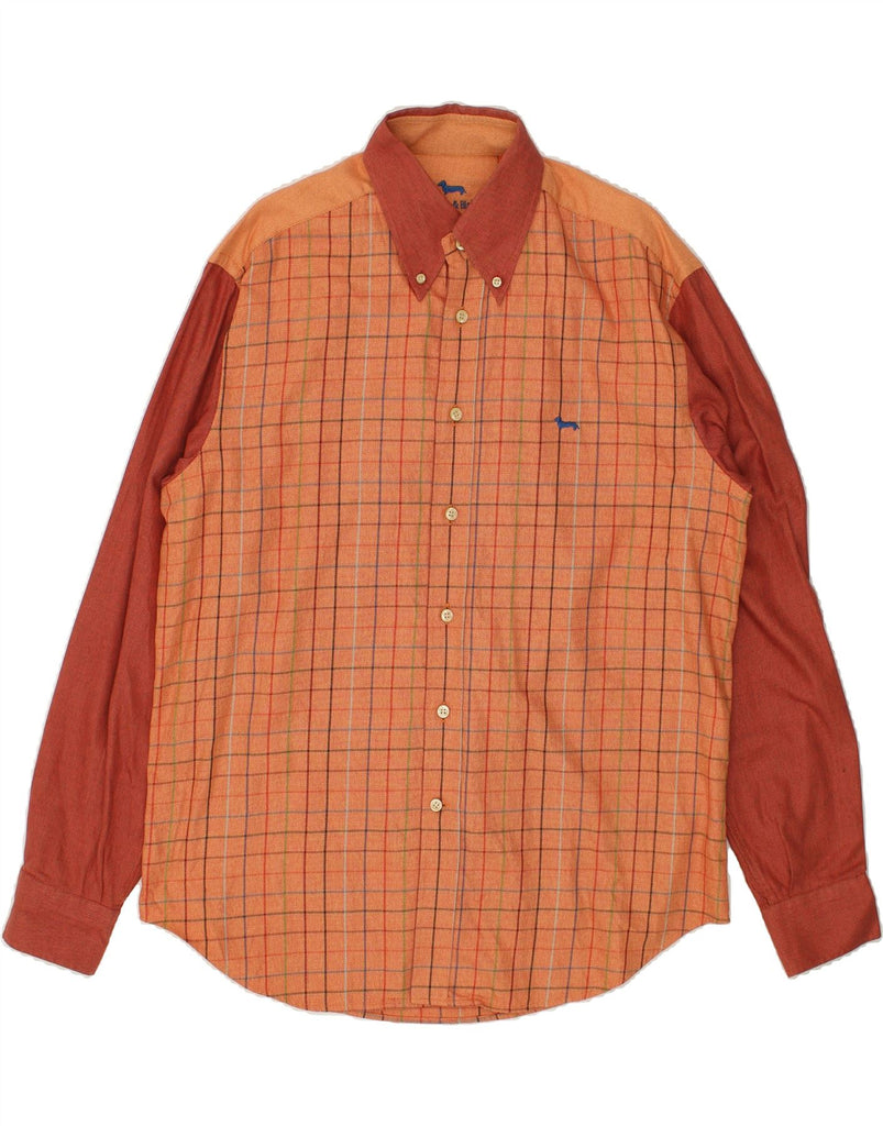 HARMONT & BLAINE Mens Shirt XL Orange Check Cotton Vintage Harmont & Blaine and Second-Hand Harmont & Blaine from Messina Hembry 