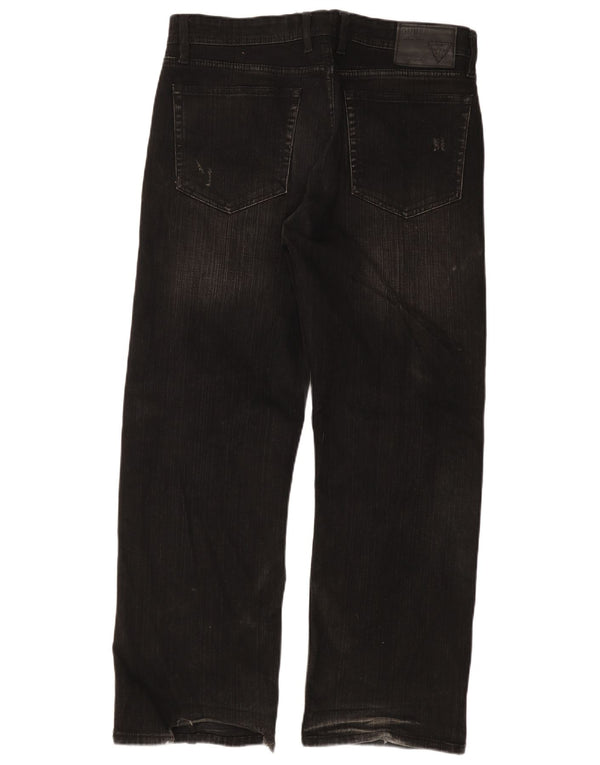 GUESS Mens Straight Jeans W36 L30 Black Cotton