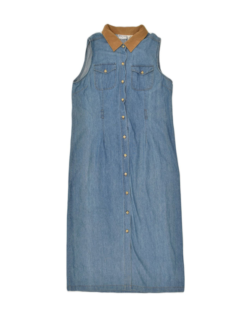 NEW LOOK Womens Sleeveless Denim Shirt Dress UK 16 Large Blue Cotton | Vintage NEW LOOK | Thrift | Second-Hand NEW LOOK | Used Clothing | Messina Hembry 