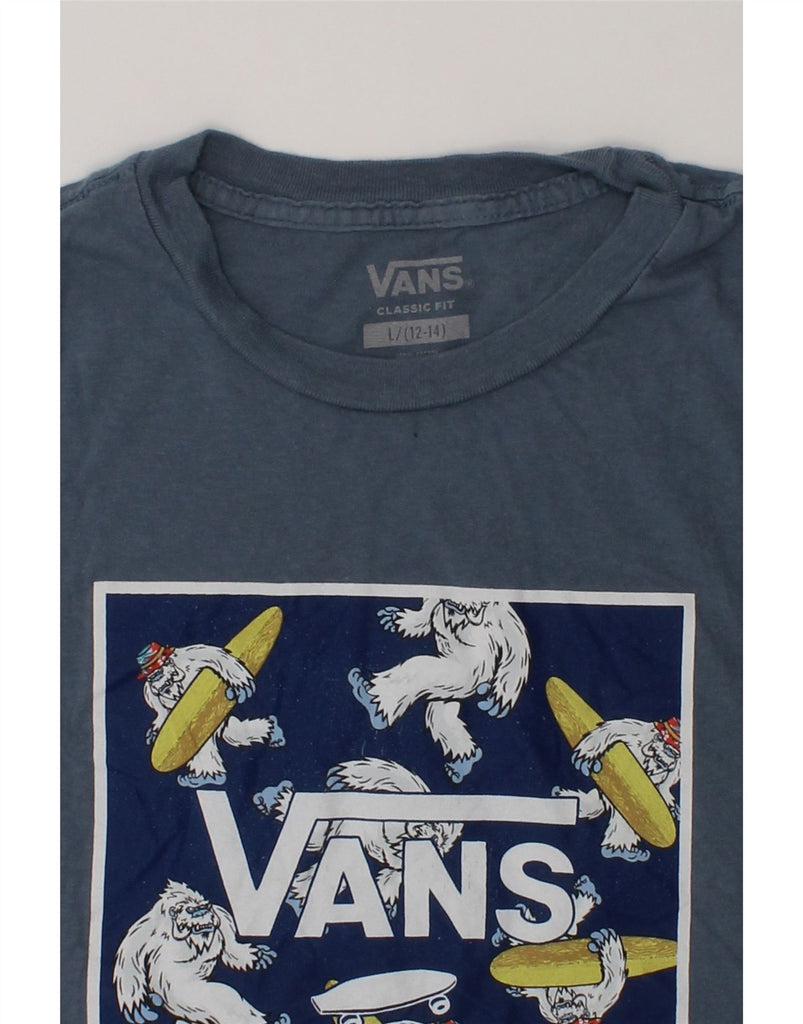 VANS Boys Classic Fit Graphic T-Shirt Top 12-13 Years Large  Blue Cotton | Vintage Vans | Thrift | Second-Hand Vans | Used Clothing | Messina Hembry 