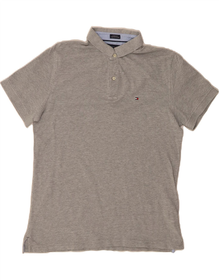 TOMMY HILFIGER Mens Custom Fit Polo Shirt Large Grey Cotton Vintage Tommy Hilfiger and Second-Hand Tommy Hilfiger from Messina Hembry 