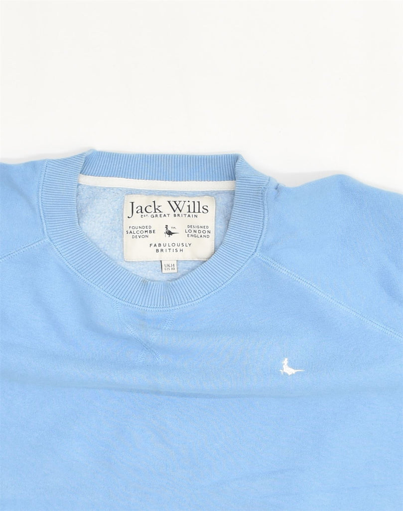 JACK WILLS Womens Sweatshirt Jumper UK 14 Large Blue Cotton | Vintage Jack Wills | Thrift | Second-Hand Jack Wills | Used Clothing | Messina Hembry 