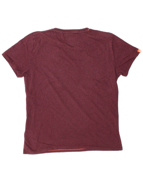 SUPERDRY Mens T-Shirt Top Large Burgundy Cotton