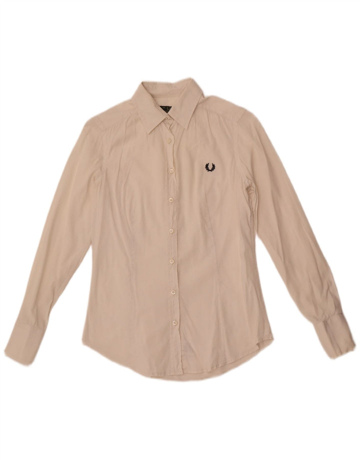 Fred Perry Womens Shirt UK 10 Small White Cotton