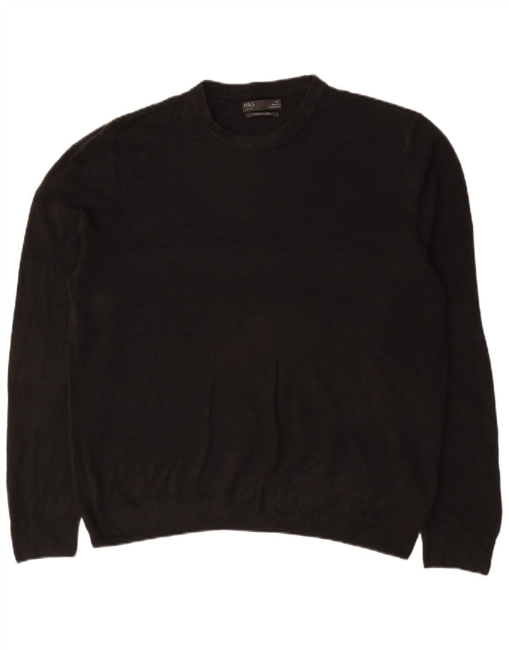 Marks & Spencer Mens Crew Neck Jumper Sweater XL Black Acrylic