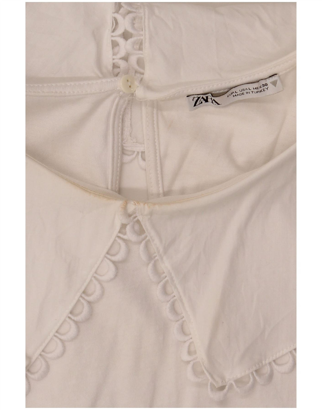 Zara Womens Blouse Top UK 14 Large White Cotton