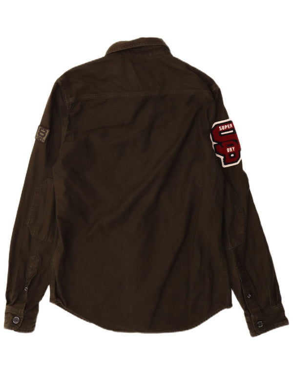 Superdry Mens Graphic Military Shirt Medium Khaki Cotton