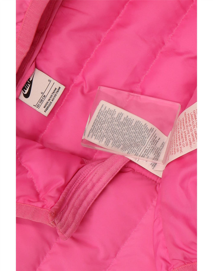 Nike Boys Hooded Padded Jacket 12-13 Years Large Pink Polyester