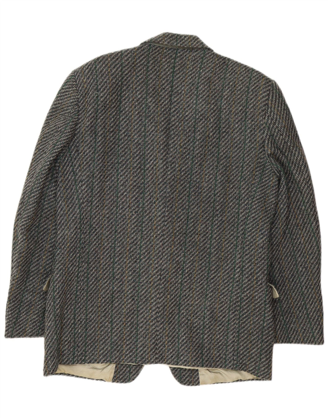 Facis Mens 2 Button Blazer Jacket IT 52 XL Grey Herringbone Wool