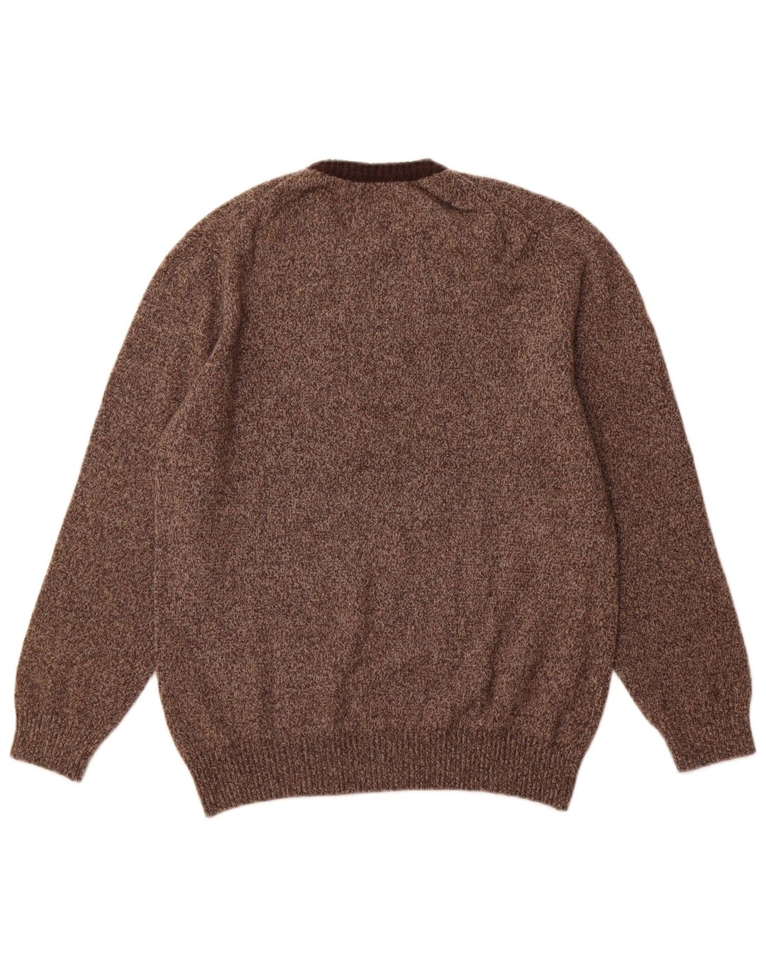 IL GRANCHIO Womens Crew Neck Jumper Sweater UK 22 3XL Brown Flecked Wool