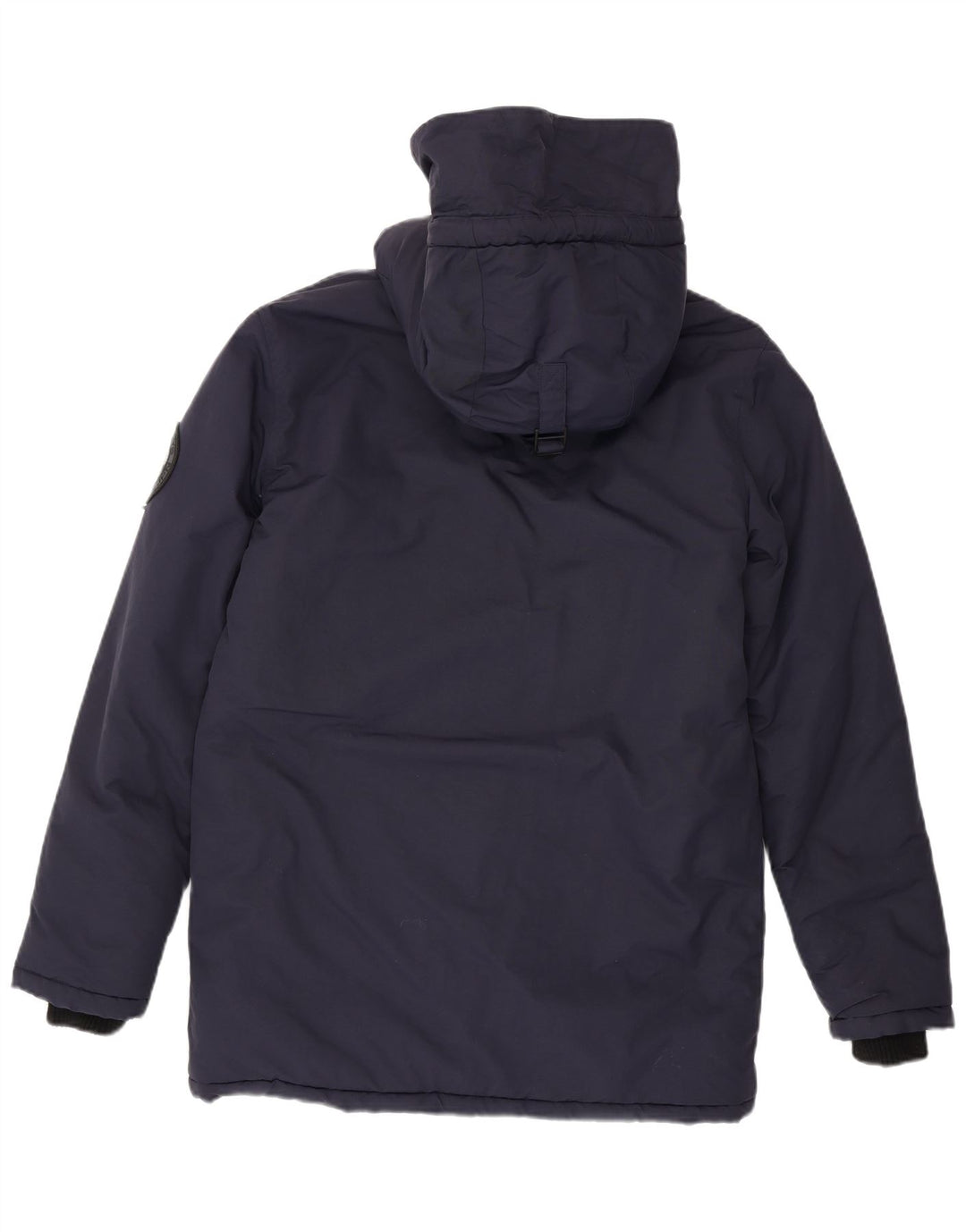 Superdry Mens Hooded Padded Coat UK 38 Medium Navy Blue Nylon