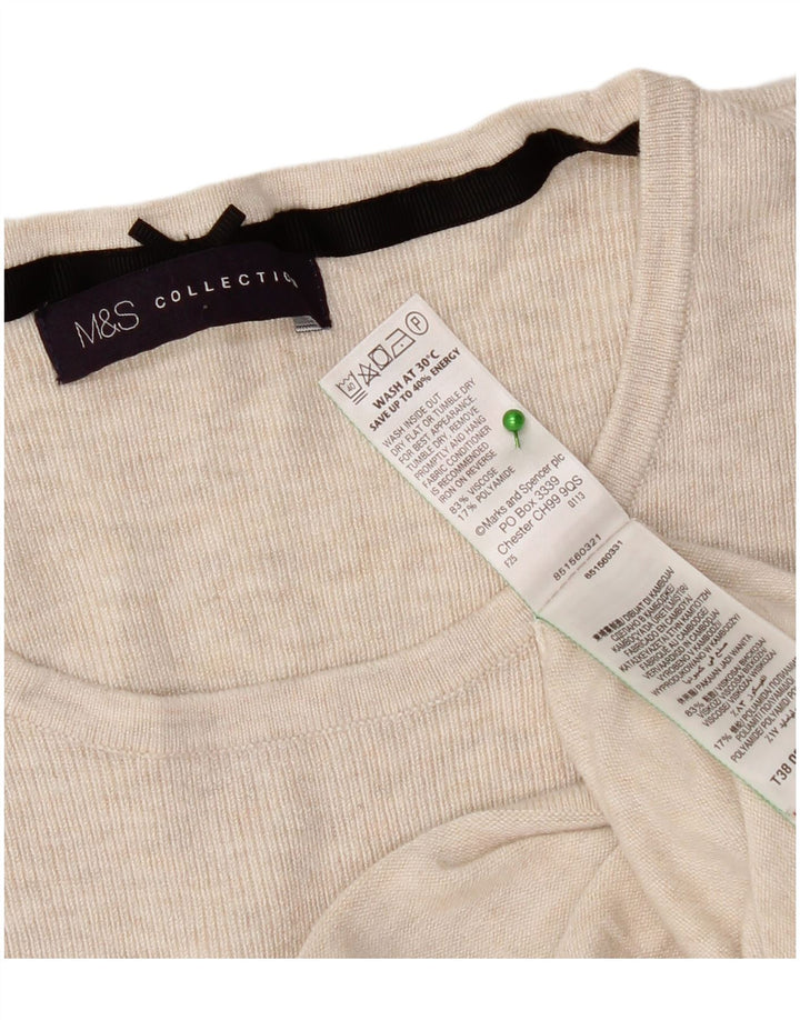 Marks & Spencer Womens Top 3/4 Sleeve UK 12 Medium  Beige Flecked Viscose