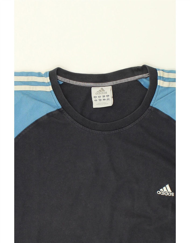 ADIDAS Mens T-Shirt Top 2XL Black Colourblock Cotton Vintage Adidas and Second-Hand Adidas from Messina Hembry 