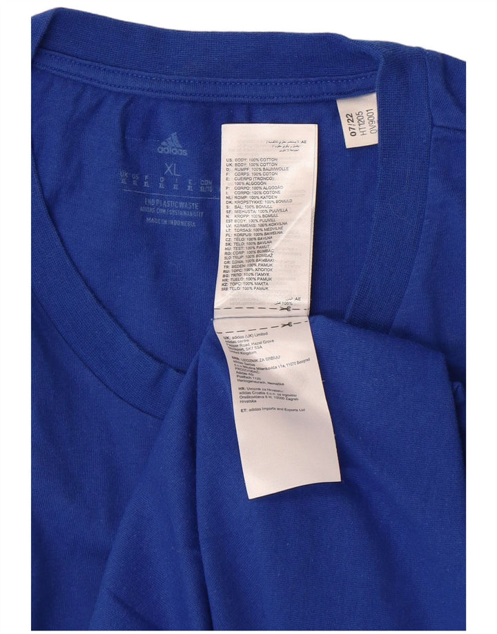 ADIDAS Mens Graphic T-Shirt Top XL Blue Cotton