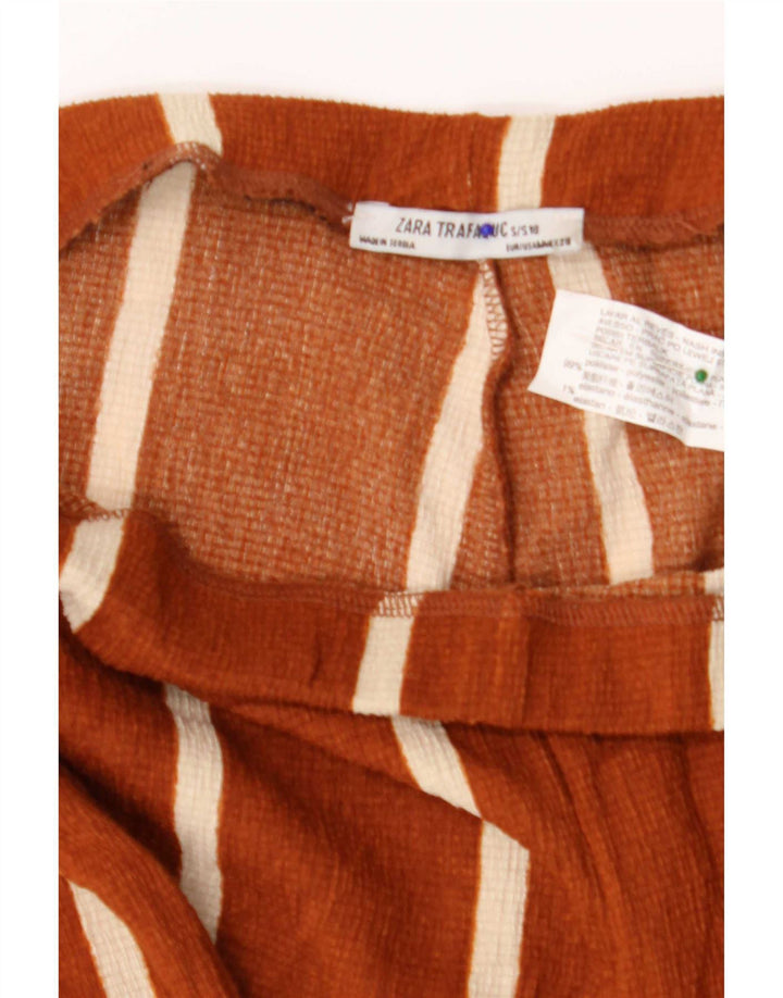Zara Womens Wide Leg Trousers Medium W28 L31 Brown Striped Polyester