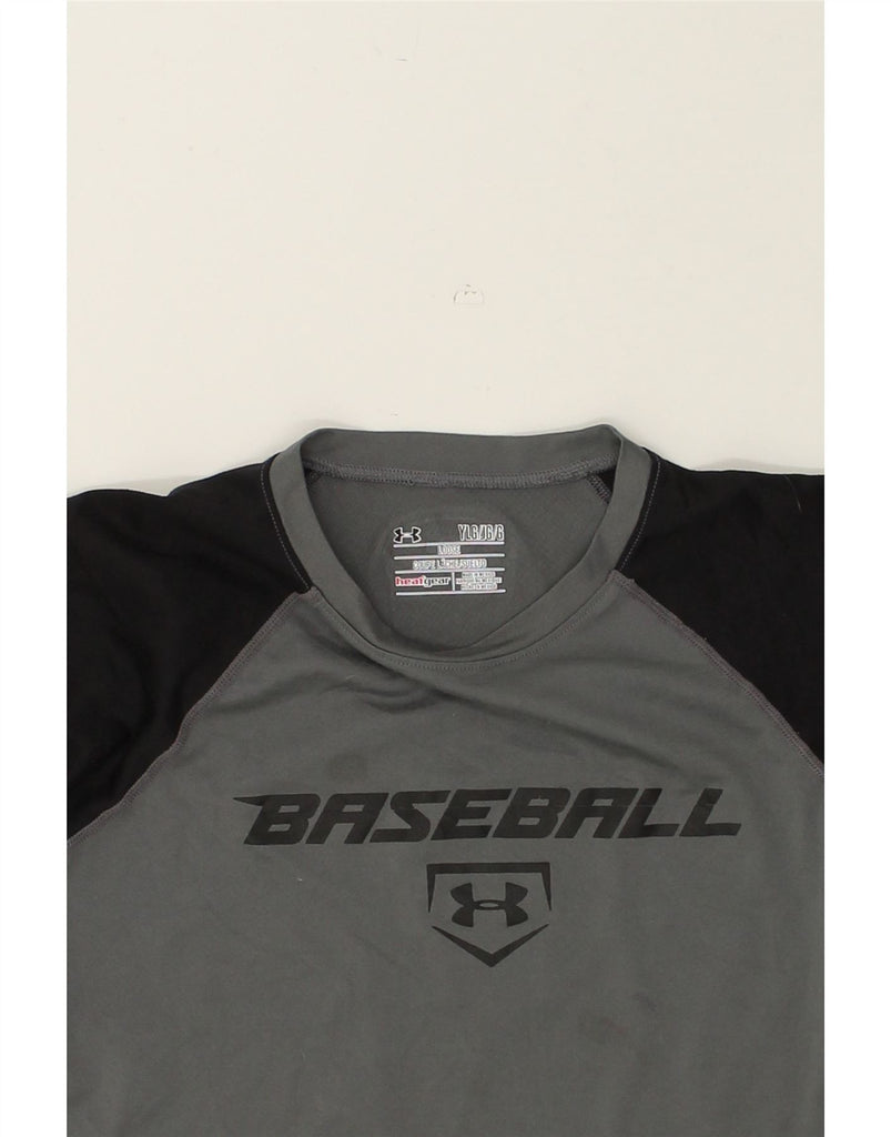 UNDER ARMOUR Boys Heat Gear Graphic T-Shirt Top 14-15 Years Large Grey | Vintage Under Armour | Thrift | Second-Hand Under Armour | Used Clothing | Messina Hembry 