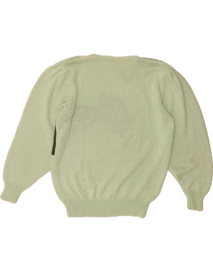 VINTAGE Womens Crew Neck Jumper Sweater EU 38/40 Medium Green Colourblock Vintage Vintage and Second-Hand Vintage from Messina Hembry 