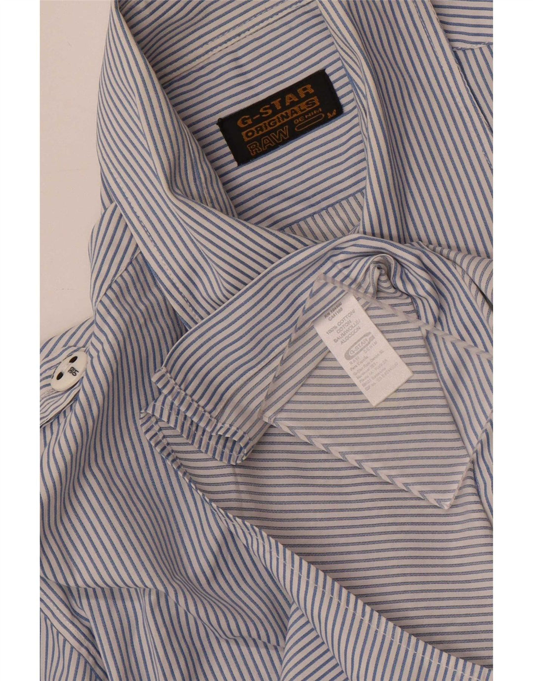 G-Star Mens Military Shirt Medium Blue Pinstripe Cotton