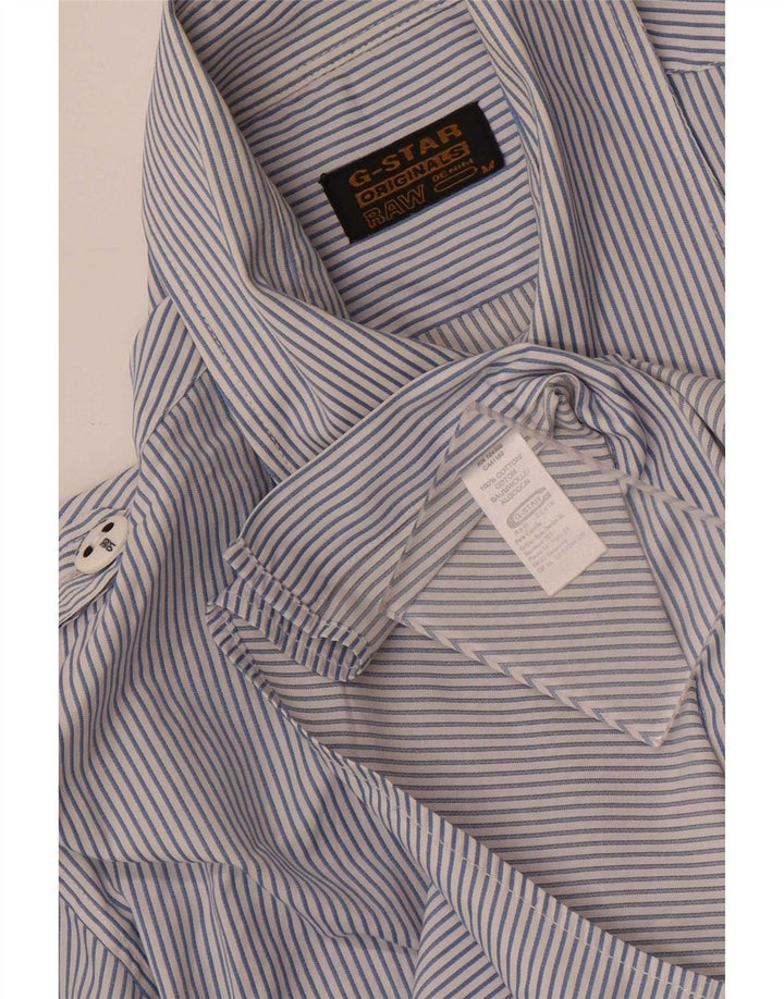 G-Star Mens Military Shirt Medium Blue Pinstripe Cotton