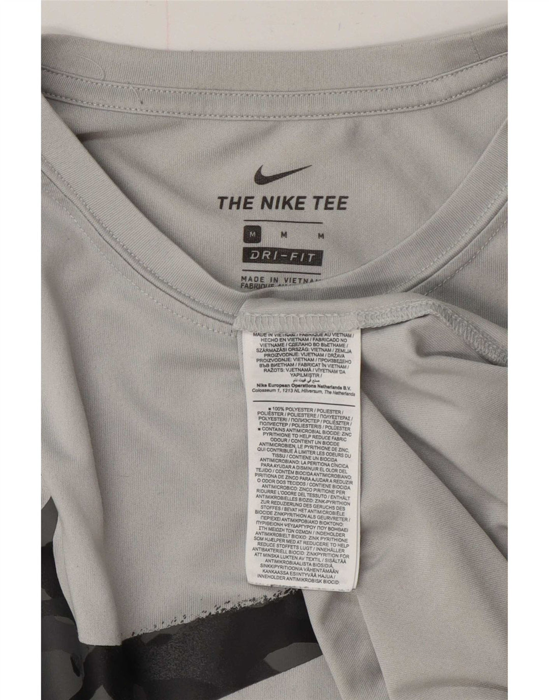 Nike Mens Dri Fit Graphic T-Shirt Top Medium Grey Polyester