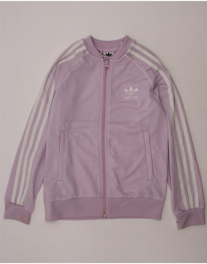 ADIDAS Girls Tracksuit Top Jacket 8-9 Years Purple Polyester Vintage Adidas and Second-Hand Adidas from Messina Hembry 