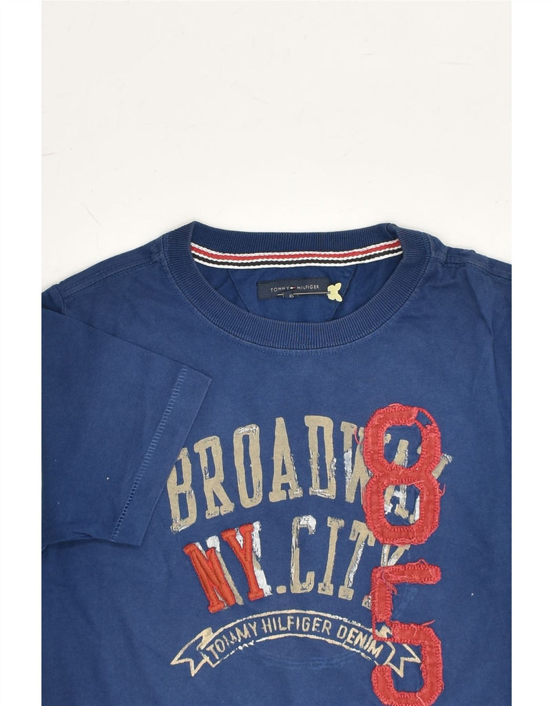 TOMMY HILFIGER Boys Graphic T-Shirt Top 9-10 Years Blue Cotton | Vintage Tommy Hilfiger | Thrift | Second-Hand Tommy Hilfiger | Used Clothing | Messina Hembry 