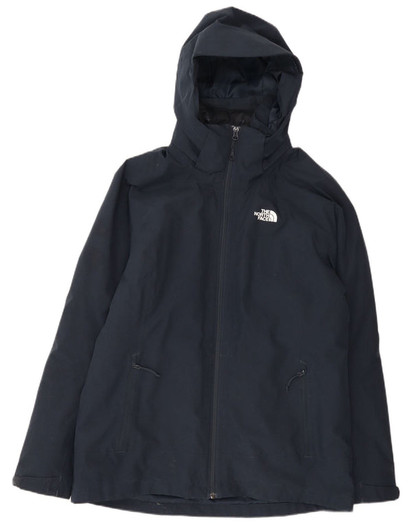 The North Face Womens Hooded Rain Jacket UK 16 Large Navy Blue Polyester