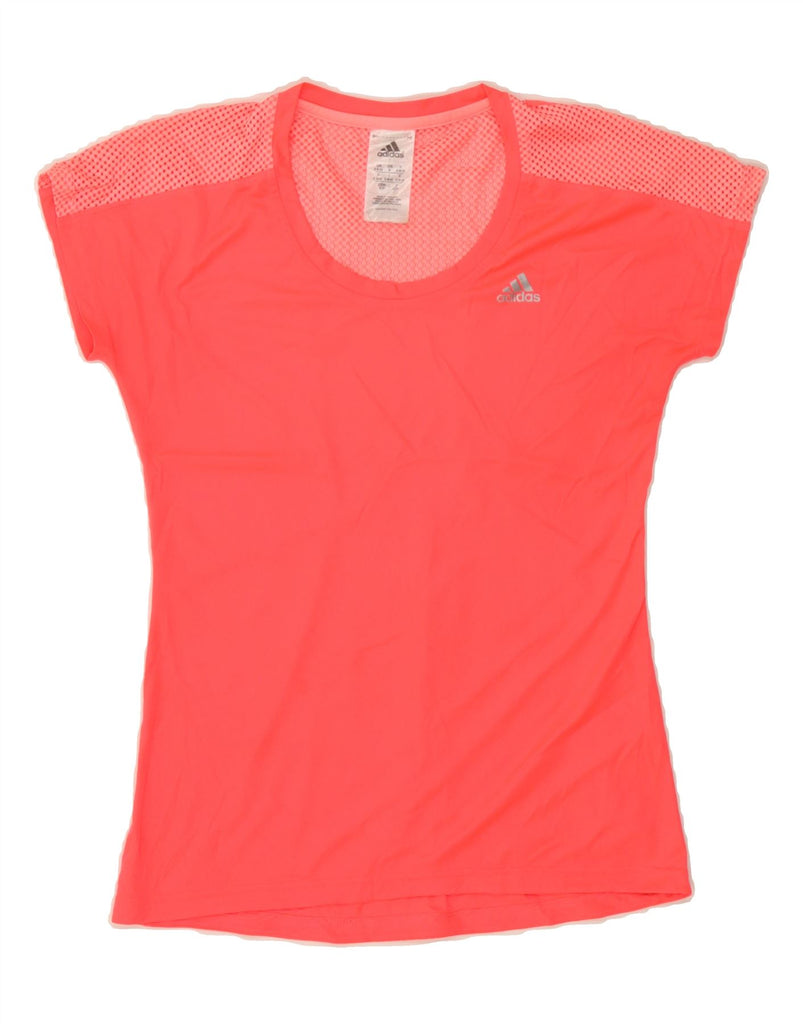ADIDAS Womens T-Shirt Top UK 8/10 Small Pink Colourblock Polyester Vintage Adidas and Second-Hand Adidas from Messina Hembry 