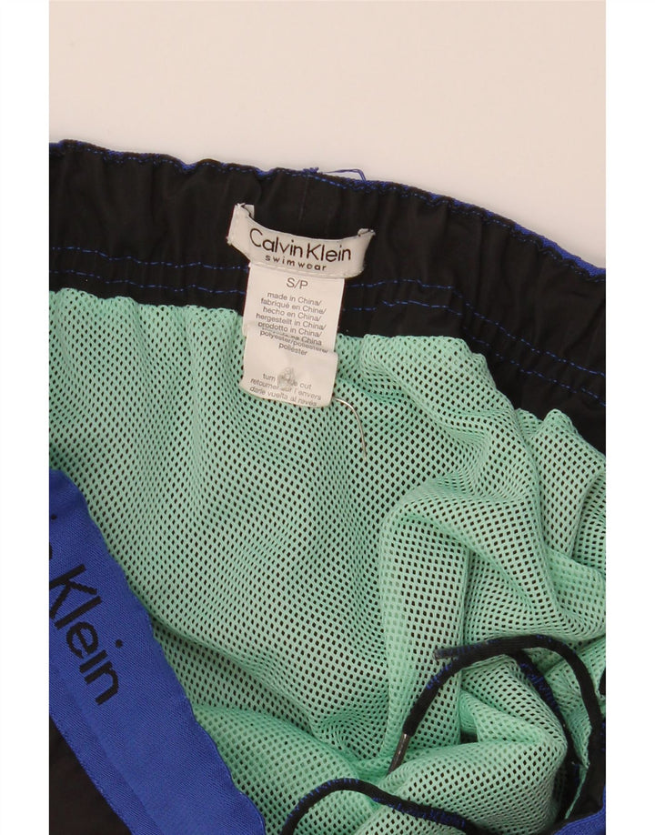 Calvin Klein Mens Graphic Swimming Shorts Small Black Colourblock Polyester