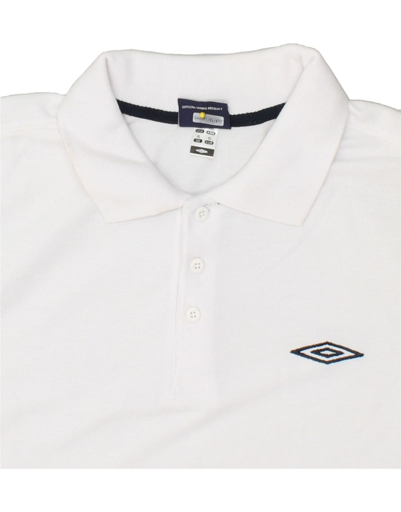 UMBRO Mens Graphic Polo Shirt XL White Polyester | Vintage Umbro | Thrift | Second-Hand Umbro | Used Clothing | Messina Hembry 